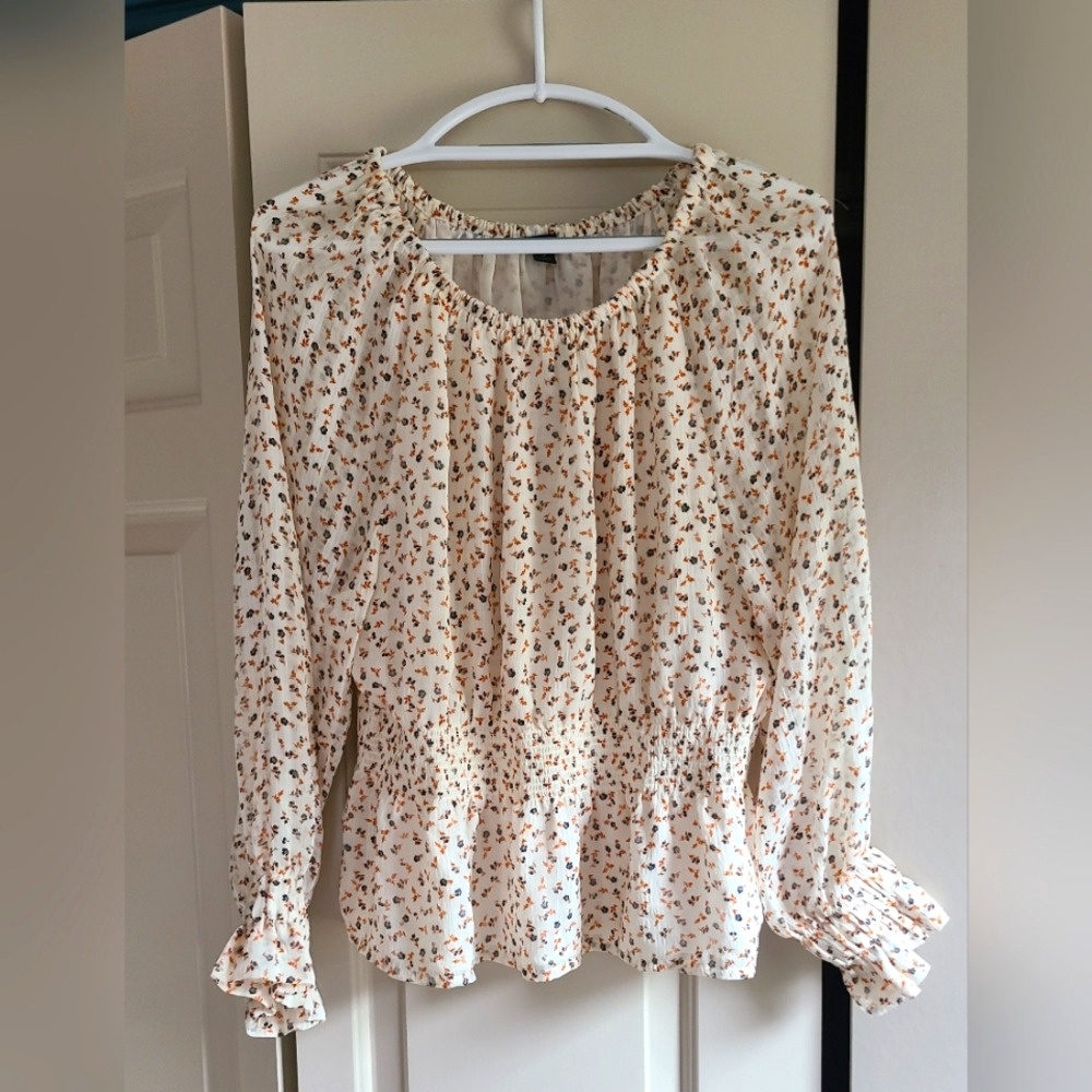 Ann Taylor Cream Floral Blouse